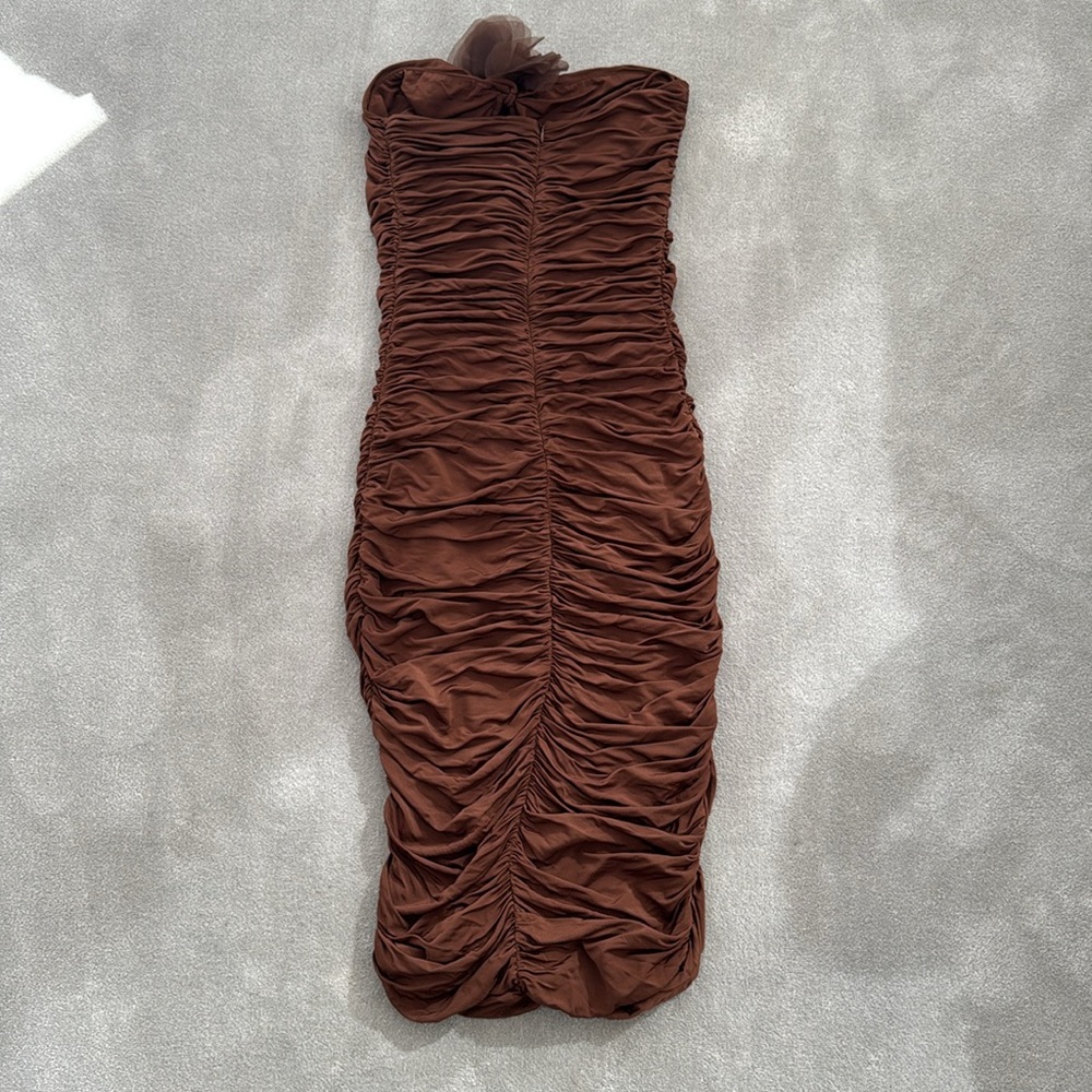 Ronny Kobo Brown Ruched Halter Dress, size S - Picture 5 of 6
